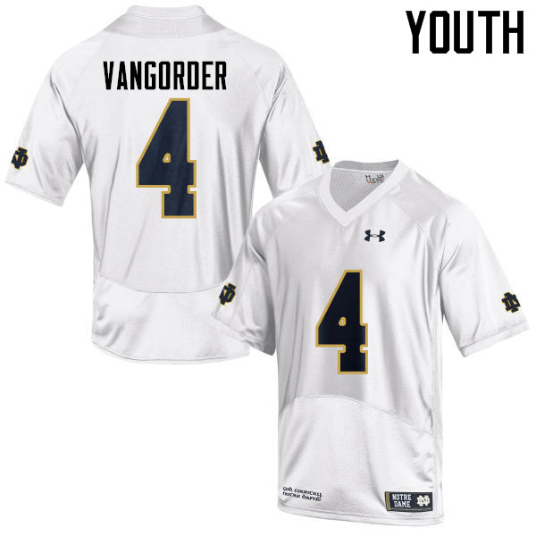 Youth #4 Montgomery VanGorder Notre Dame Fighting Irish College Football Jerseys-White - Click Image to Close